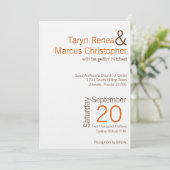 5x7 Brown moderne Orange Faire-part de mariage Che (Debout devant)