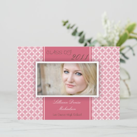 5x7 Brown Polka Point Photo Senior Faire-part (Debout devant)