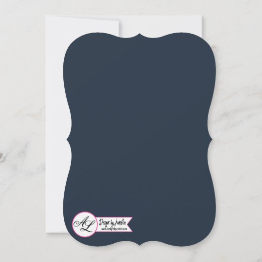 5x7 bruiloft uitnodiging Baby roze kosmos op marin (Achterkant)