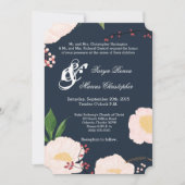 5x7 bruiloft uitnodiging Baby roze kosmos op marin (Voorkant)