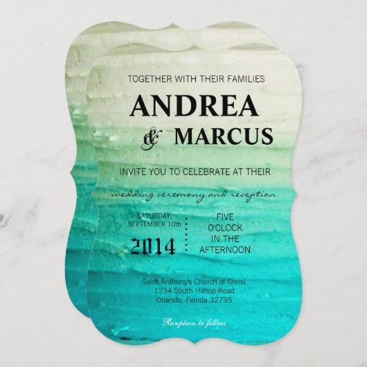 5x7 bruiloft uitnodiging Ombre blauw Frosting (Voorkant / Achterkant)