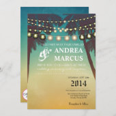 5x7 bruiloft uitnodiging strand zonsondergang palm (Voorkant / Achterkant)