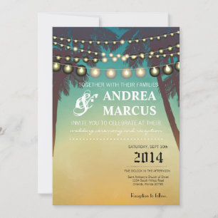 5x7 bruiloft uitnodiging strand zonsondergang palm