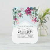 5x7 bruiloft uitnodiging Tropische bloem op Blue O (Staand voorkant)