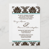 5x7 Bruin Damask Lace Linen Wedding Invite Kaart (Voorkant / Achterkant)
