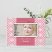 5x7 Bruin Roze Polka Dot Foto Senior Aankondiging (Staand voorkant)