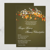 5x7 bruine Herfst Double Bike Wedding Invitation Kaart (Voorkant / Achterkant)