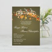 5x7 bruine Herfst Double Bike Wedding Invitation Kaart (Staand voorkant)