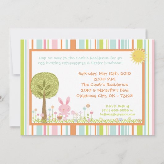 5x7 Bunny Rabbit Egg Hunt Easter Lunch Invitation Kaart (Voorkant)