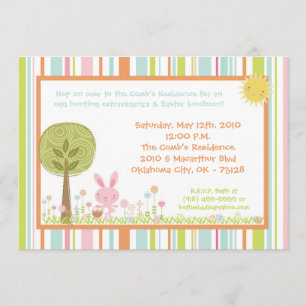 5x7 Bunny Rabbit Egg Hunt Easter Lunch Invitation Kaart