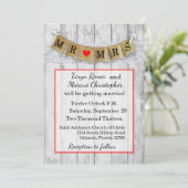 5x7 Burlap M. et Mme Banner Faire-part de mariage (Debout devant)