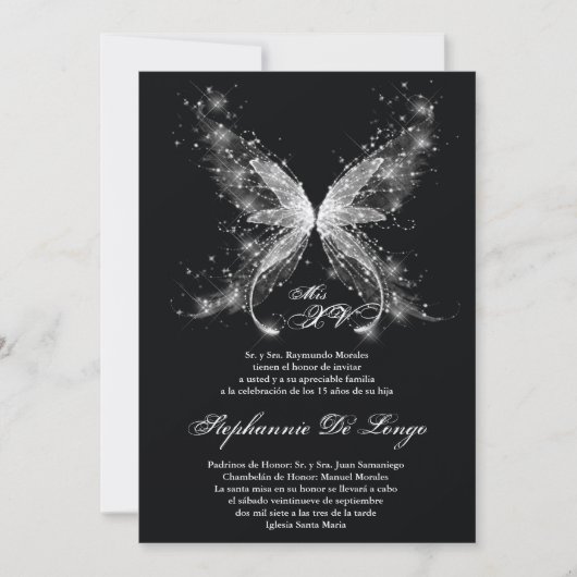 5x7 Butterfly Quinceanera Invitation d'anniversair (Devant)