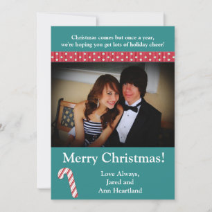 5x7 Candy Cane Stripes on Blauwgroen Invitation Kaart
