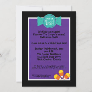 5x7 Candy Corn Halloween Bash Party Invitation