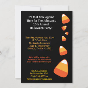 5x7 Candy Corn Halloween Costume Party Invitation