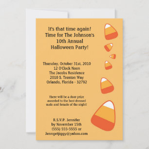 5x7 Candy Corn Halloween Costume Party Invitation Kaart