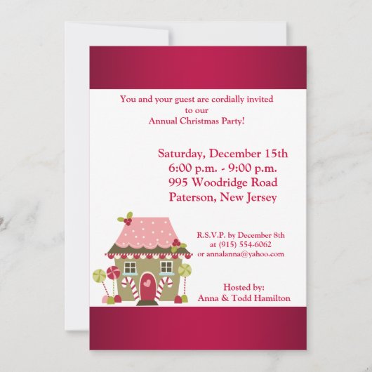 5x7 Candy Land House Invitation (Devant)
