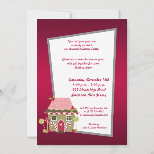 5x7 Candy Land House Invitation (Devant)