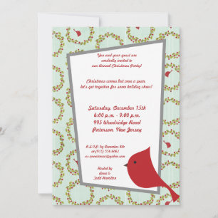 5x7 Cardinal Christmas Bird Invitation