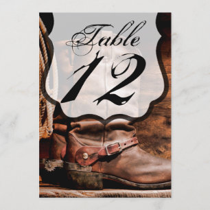 5x7 Carte Numéro Carte Cowboy Boots Barn Wood Rust