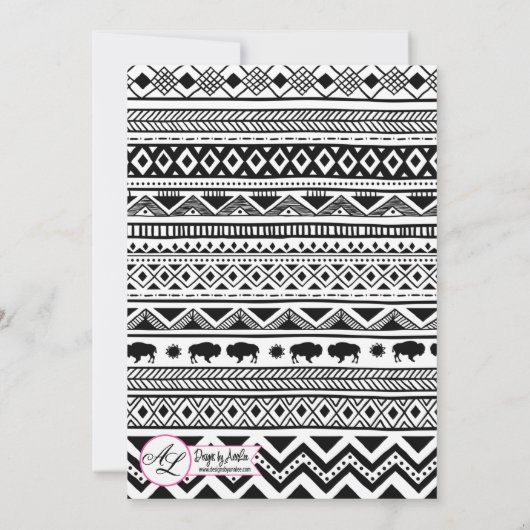 5x7 Carte Numéro de tableau Boho Buffalo Tribal Mo (Dos)