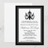 5x7 Chandelier Baby shower noir blanc Invitation (Devant / Derrière)