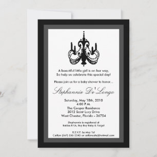 5x7 Chandelier Black White Baby shower Invitation Kaart