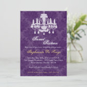 5x7 Chandelier Glitz Sweet 16 Birthday Invitation Kaart (Staand voorkant)