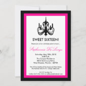 5x7 Chandelier Hot Pink 16 Invitation anniversaire (Devant)