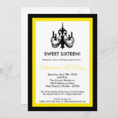 5x7 Chandelier Jaune 16 Invitation anniversaire (Devant / Derrière)