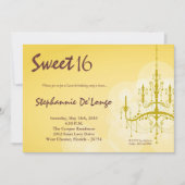 5x7 Chandelier jaune doux 16 Invitation anniversai (Devant)