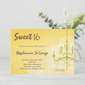 5x7 Chandelier jaune doux 16 Invitation anniversai (Debout devant)