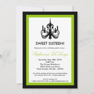 5x7 Chandelier Lime Vert 16 Invitation anniversair