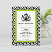 5x7 Chandelier Limoen Zebra Baby shower Uitnodigin Kaart (Staand voorkant)
