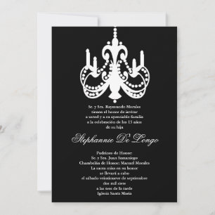 5x7 Chandelier noir Quinceanera Party Invitation