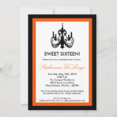 5x7 Chandelier Orange 16 Anniversaire Invitation (Devant)