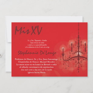 5x7 Chandelier Quinceanera Birthday Uitnodiging