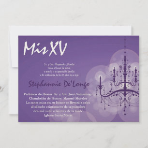 5x7 Chandelier Quinceanera Birthday Uitnodiging