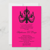 5x7 Chandelier rose Quinceanera Party Invitation (Devant)
