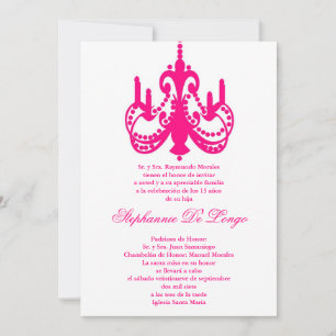 5x7 Chandelier rose Quinceanera Party Invitation