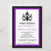 5x7 Chandelier Royal Paars 16 Birthday Uitnodiging (Voorkant)