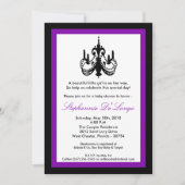 5x7 Chandelier Royal Paars Baby shower Invitation Kaart (Voorkant)