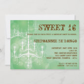 5x7 Chandelier vert doux 16 Invitation anniversair (Devant)