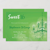 5x7 Chandelier vert doux 16 Invitation anniversair (Devant / Derrière)