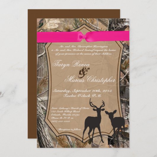 5x7 Chasse Pair Deer Doe Buck Faire-part de mariag (Devant / Derrière)