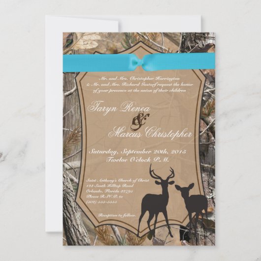 5x7 Chasse Pair Deer Doe Buck Faire-part de mariag (Devant)