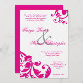 5x7 Chaud rose noir Faire-part de mariage de lin f (Devant / Derrière)