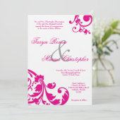 5x7 Chaud rose noir Faire-part de mariage de lin f (Debout devant)