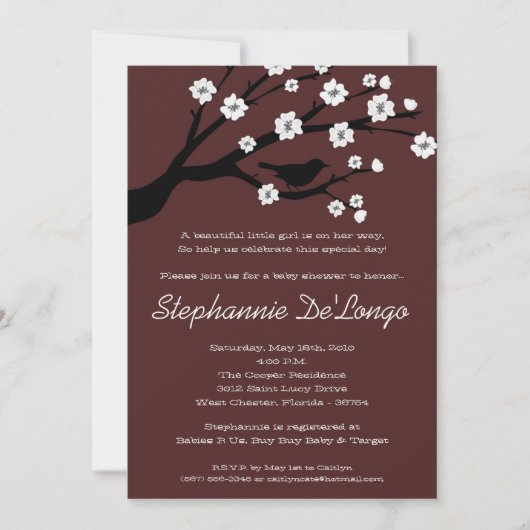 5x7 Cherry Blossom Tree Baby shower Invitation (Devant)