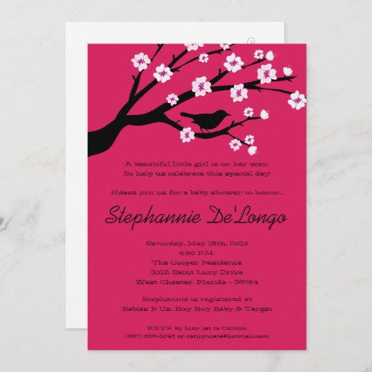 5x7 Cherry Blossom Tree Baby shower Invitation (Devant / Derrière)